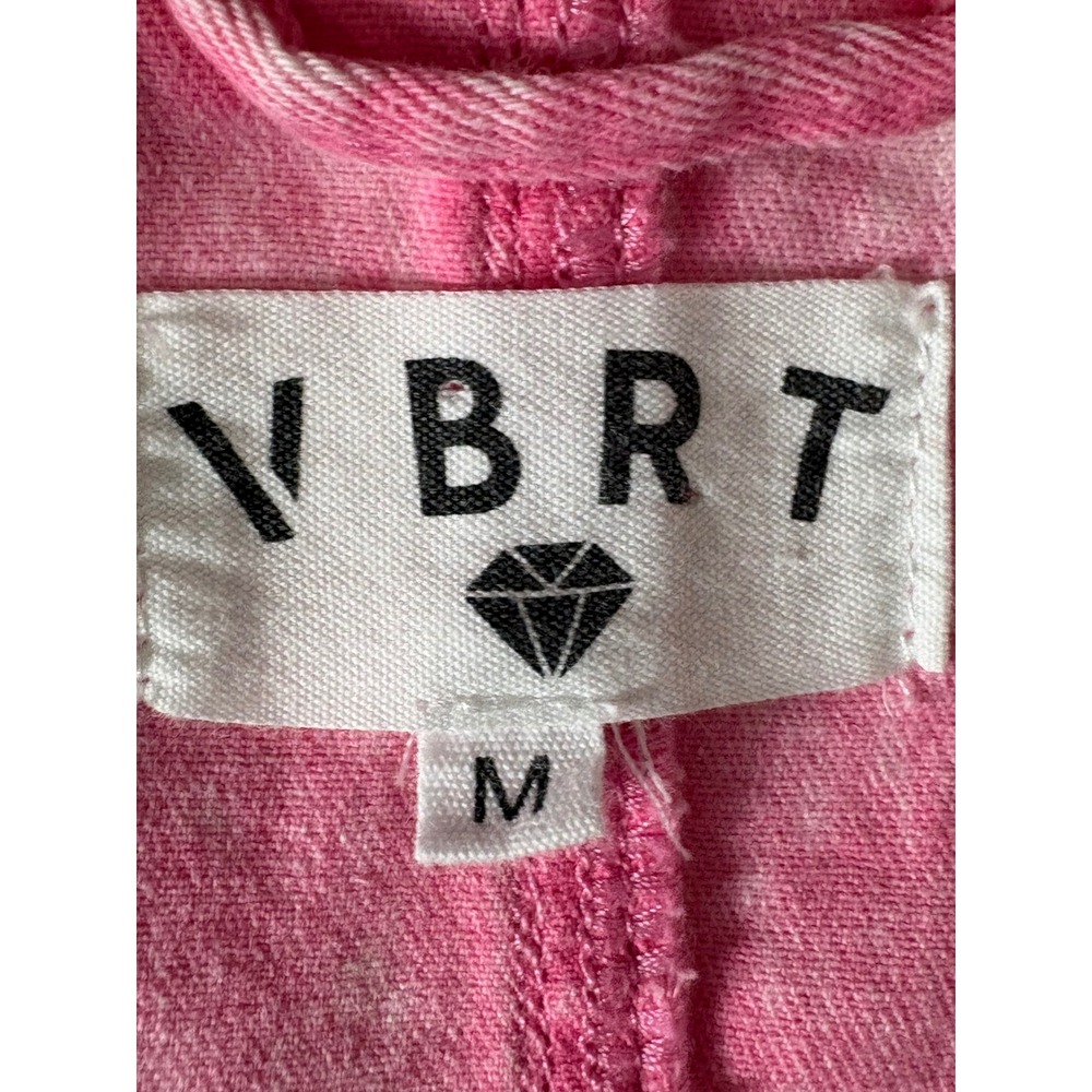 Vibrant MIU Pink Acid Wash Denim Romper Womens M Utility Y2K Barbiecore - Picture 6 of 16